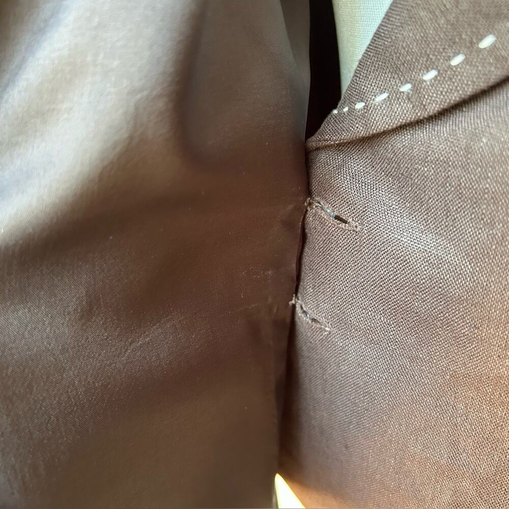 Talbots Chocolate Brown Linen-Blend Wrap Vest with Side Tie - Picture 8 of 9